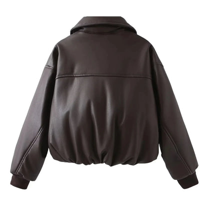 Veganer Bomberjacke Oversized Lederjacke Herren
