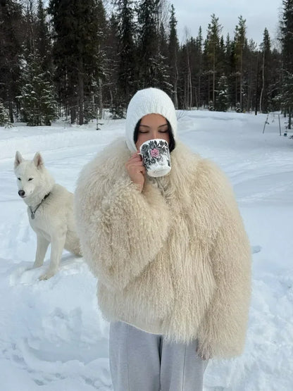 Kunstpelzjacke Oversized Fluffig Boho Style