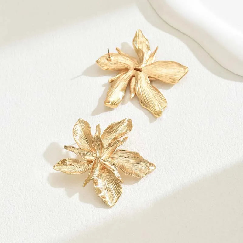 Blumen Ohrringe Gold Silber Statement Schmuck