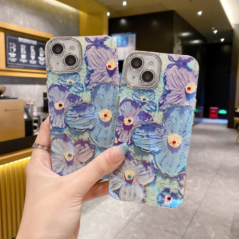 Blumen iPhone Hülle Weich Schutzcover Rosa