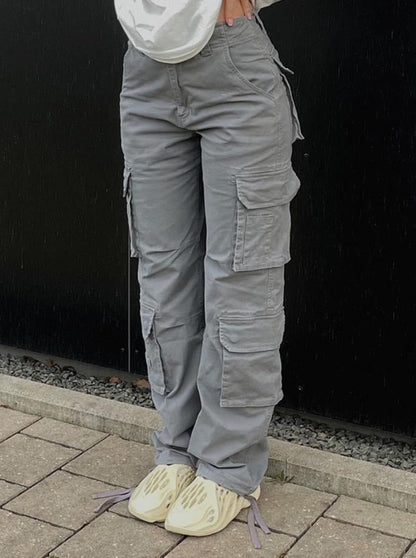 Damen Cargo Hose Weite Beinlocke Mit Taschen - BerlinGlamour