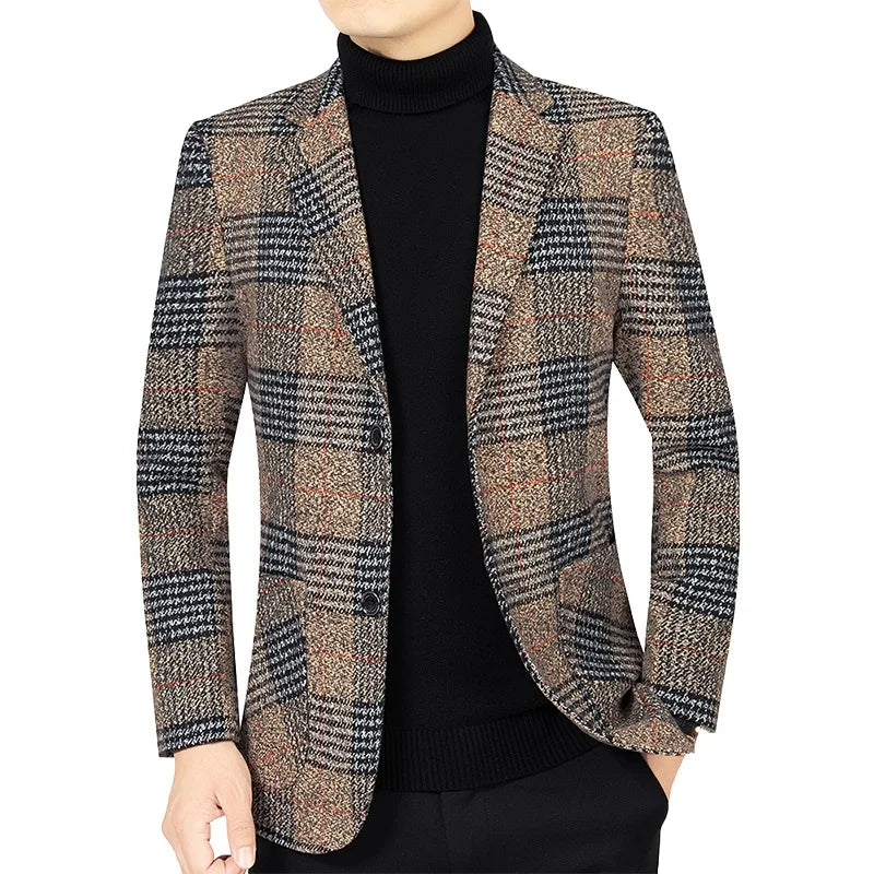 Herren Blazer Elegant Tweed Modern Slim Fit
