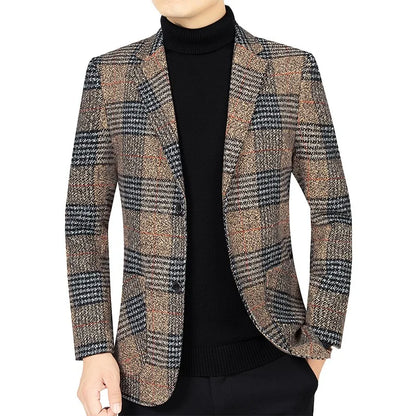 Herren Blazer Elegant Tweed Modern Slim Fit
