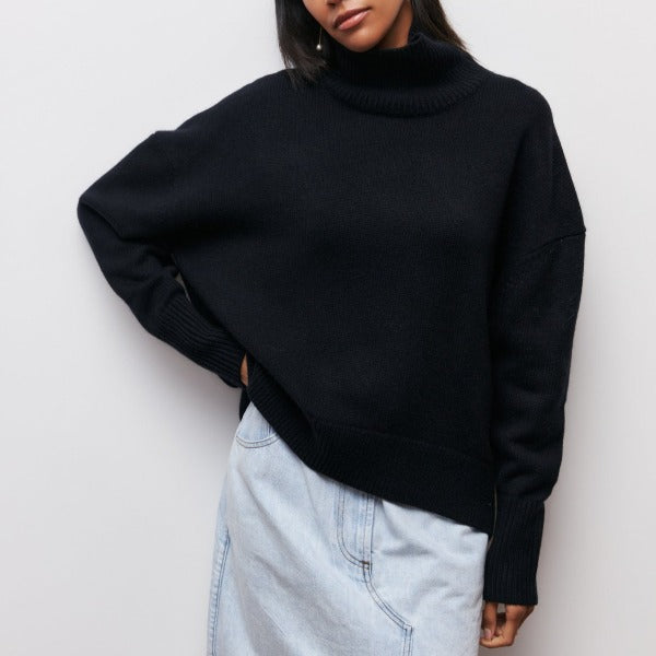 Damen Winterpullover Übergroß Hoher Kragen Warm