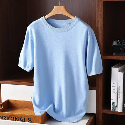 Kaschmir T-Shirt Herren Rundhals Weich