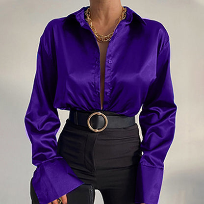 Elegante Satin Bluse Damen Modern