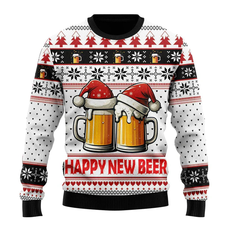 Herren Weihnachtspullover Lustig Bier Motiv