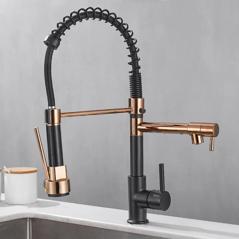 Küchenarmatur Doppel Auslauf Bronze Luxus