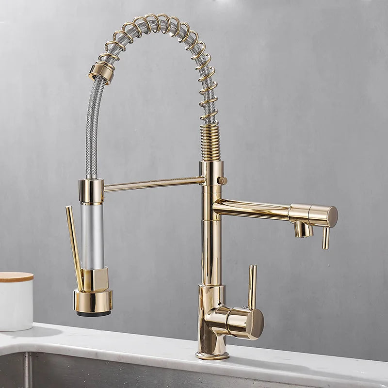 Küchenarmatur Doppel Auslauf Bronze Luxus - BerlinGlamour