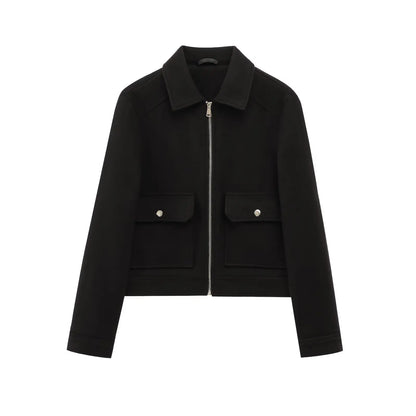 Damen Freizeitjacke Reißverschluss Wollmix Warm