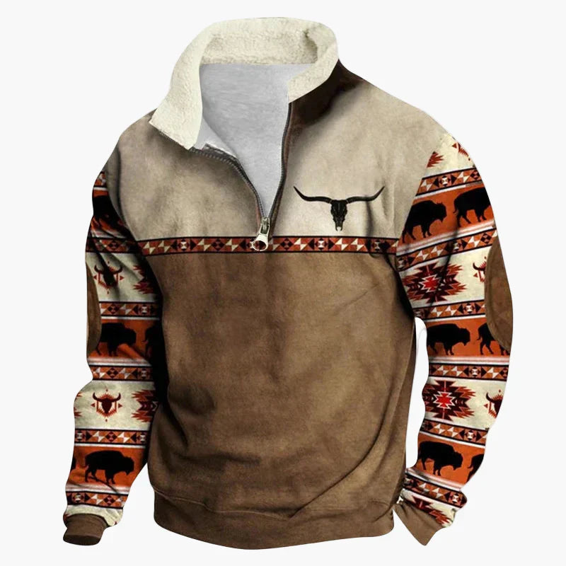 Western Style Pullover Azteken Muster Bequem