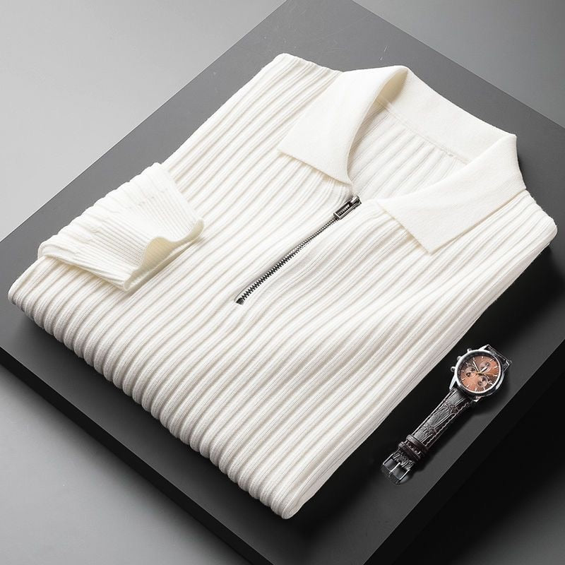 Herren Pullover Weich Komfortabel Polo Kragen