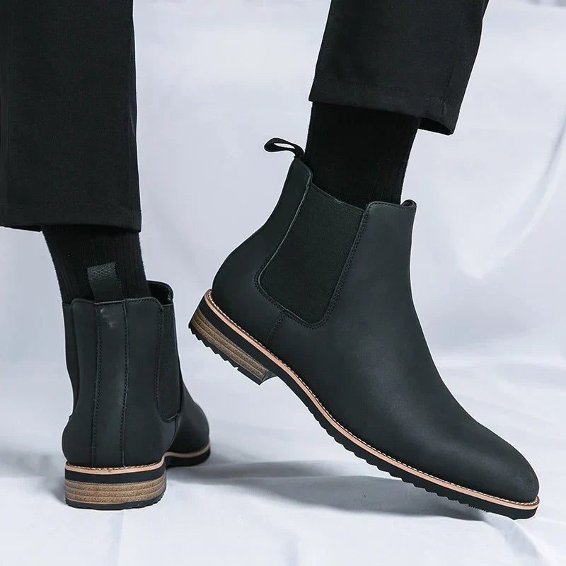 Leder Chelsea Stiefel Damen Schnürlos Schwarz - BerlinGlamour