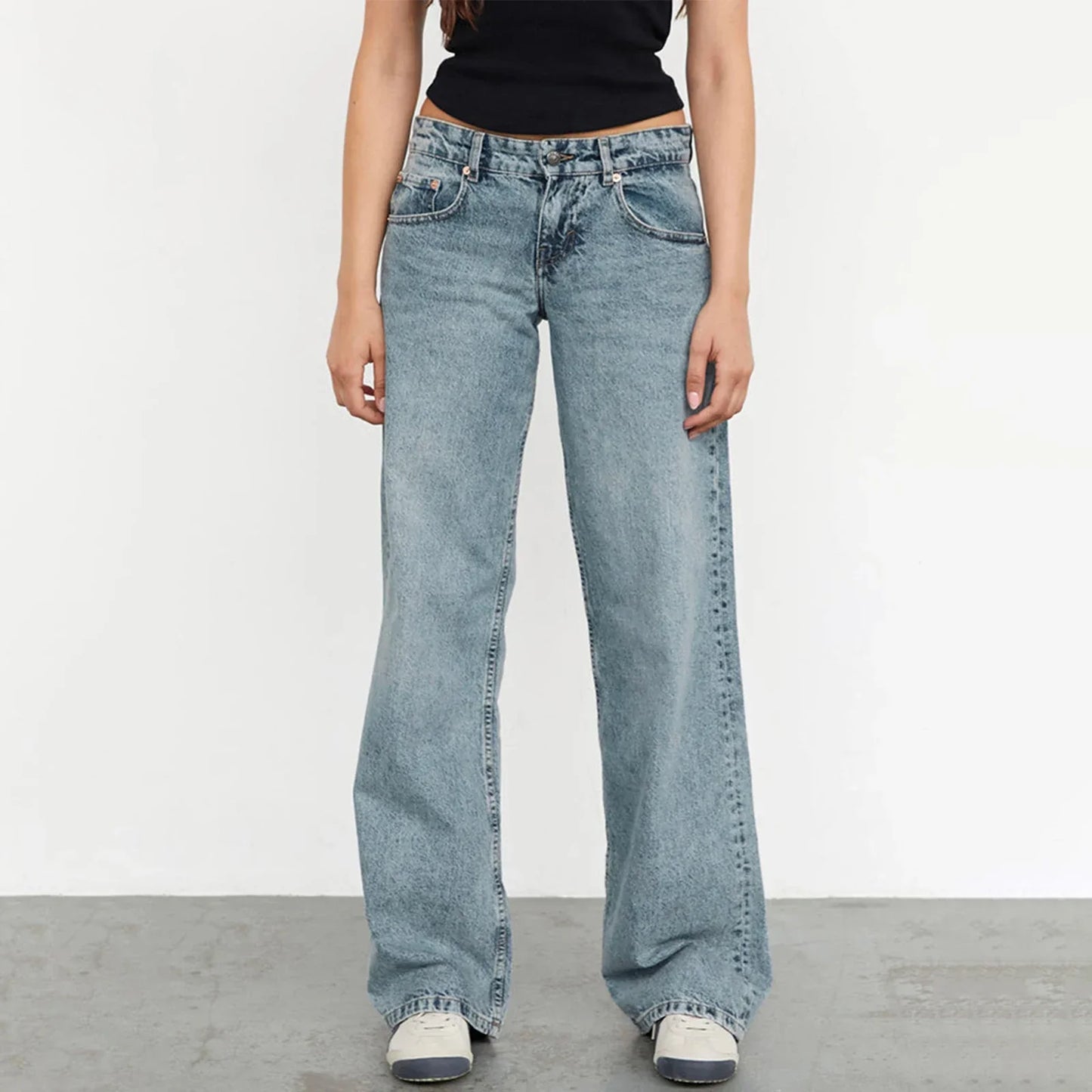 Weite Damen-Jeans Vintage-Stil Relaxed Fit