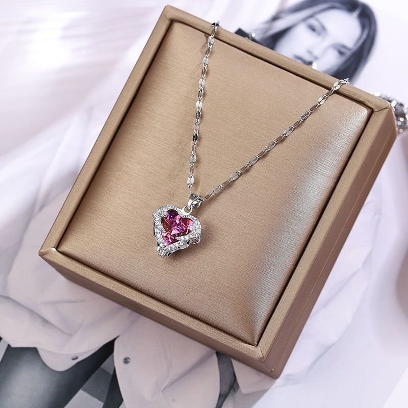 Edelstahl Halskette Zirkon Glitzernd Modern Damen