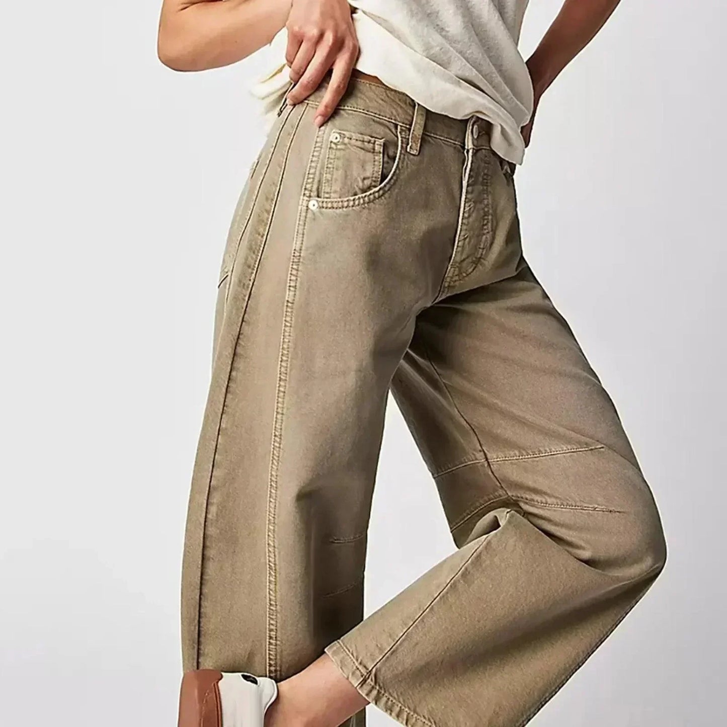 Damen High-Waist-Jeans Bequem Locker Sitz