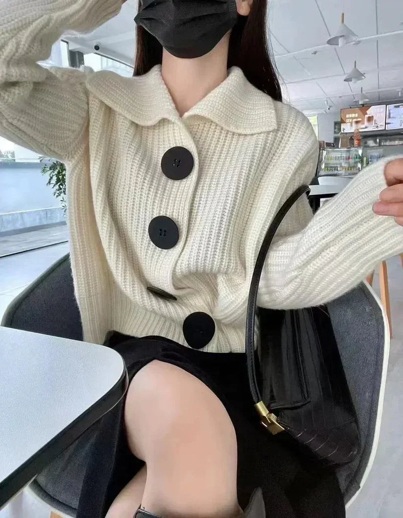 Elegante Strickjacke Damen Knopfverschluss Modern