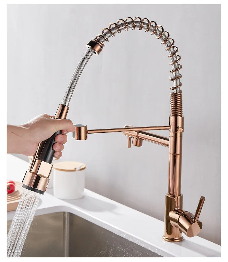 Küchenarmatur Doppel Auslauf Bronze Luxus