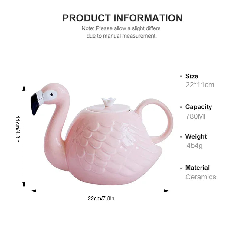 Keramik Teeset Rosa Flamingo Dekoratif Modern
