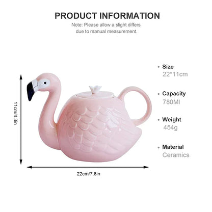 Keramik Teeset Rosa Flamingo Dekoratif Modern