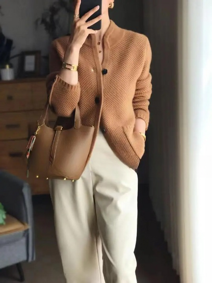 Damen Cardigan Winter Knopfleiste Lang