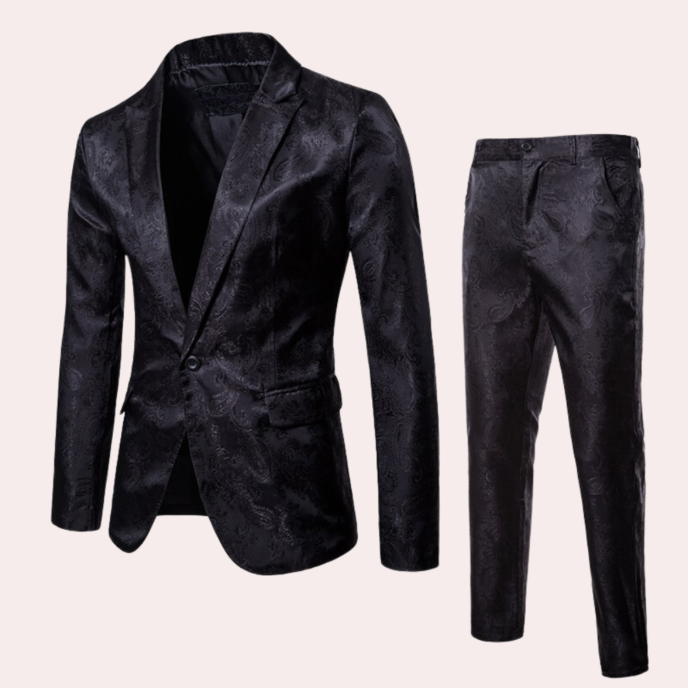 Herren Anzug Dunkel Mit Muster Slim Fit - BerlinGlamour