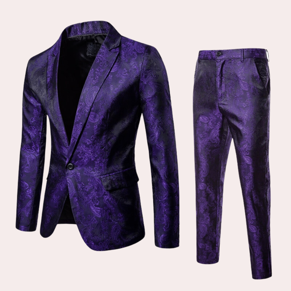Herren Anzug Dunkel Mit Muster Slim Fit