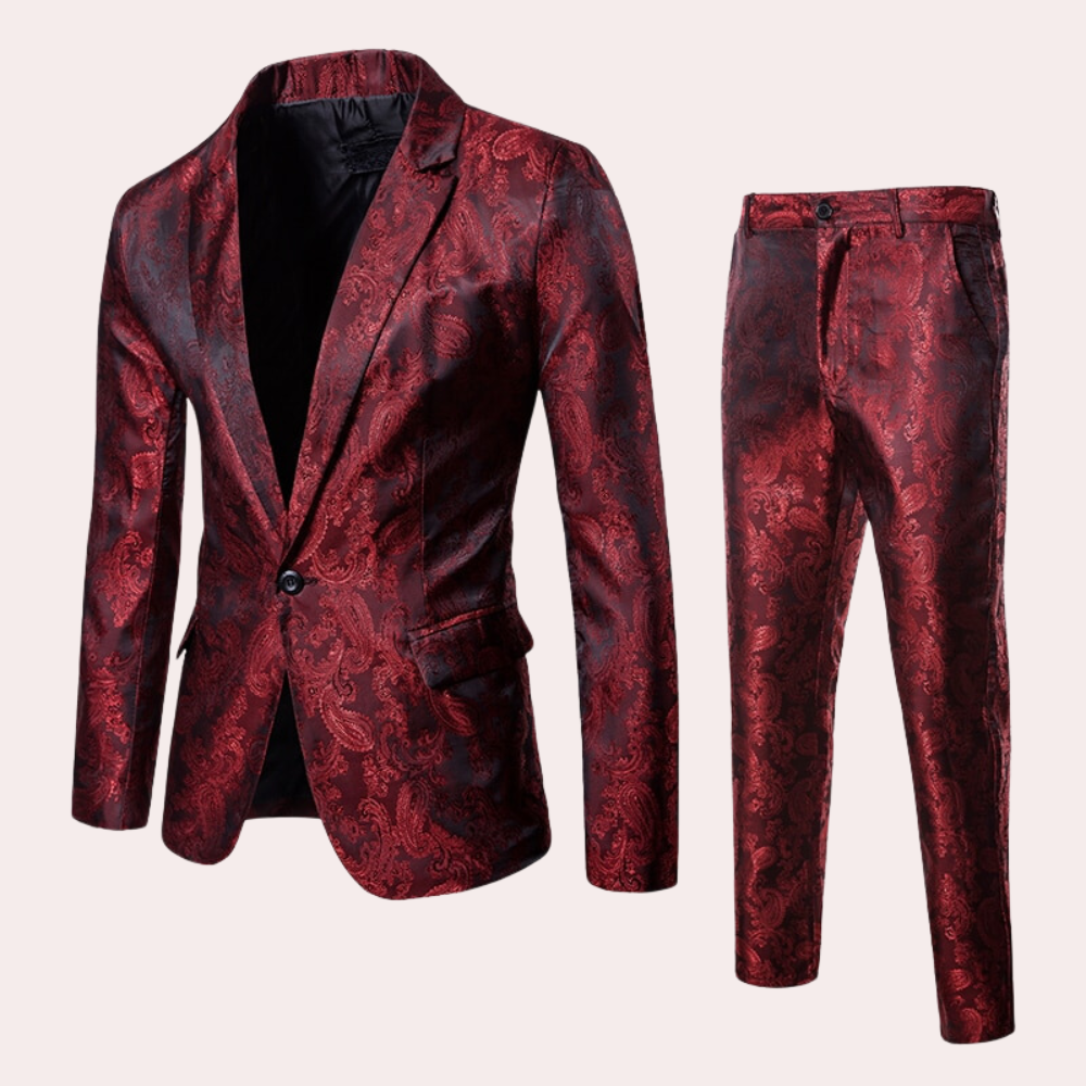 Herren Anzug Dunkel Mit Muster Slim Fit