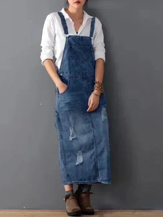 Kleid Trägerkleid Denim Lässig Sommer