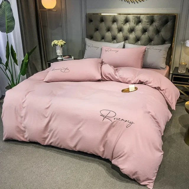 Luxus Bettwäsche mit Stickdesign Elegante Schlafzimmer