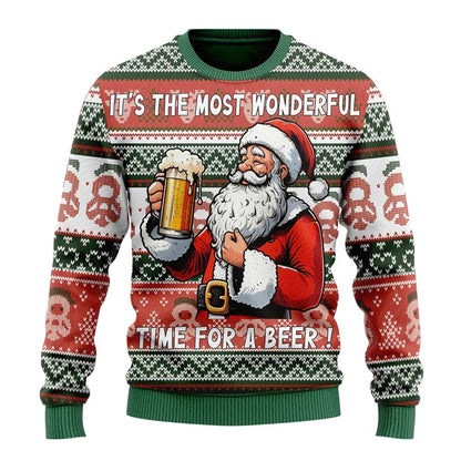 Herren Weihnachtspullover Lustig Bier Motiv