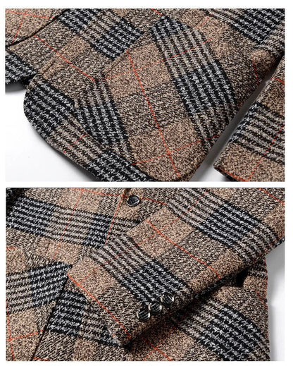 Herren Blazer Elegant Tweed Modern Slim Fit