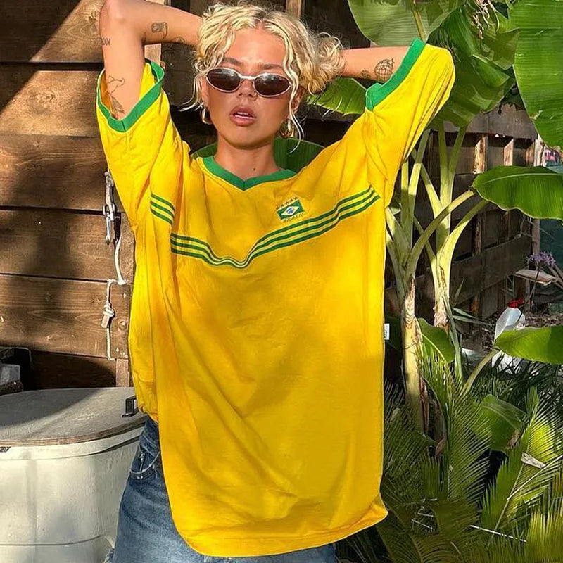 Damen T-Shirt Oversized Retro Style Sportlich