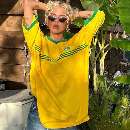 Damen T-Shirt Oversized Retro Style Sportlich