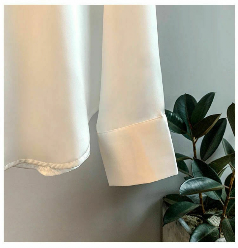 Elegante Frauen Bluse Langarm Satin Seide