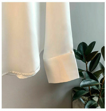 Elegante Frauen Bluse Langarm Satin Seide
