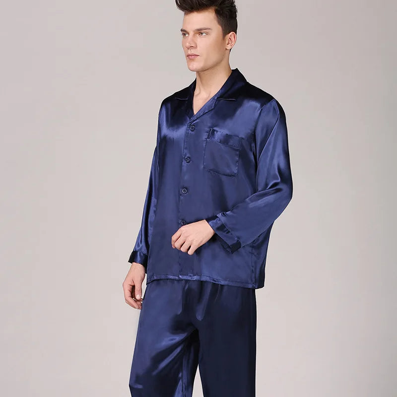 Seiden Pyjama Set Langarm Satin für Männer - BerlinGlamour