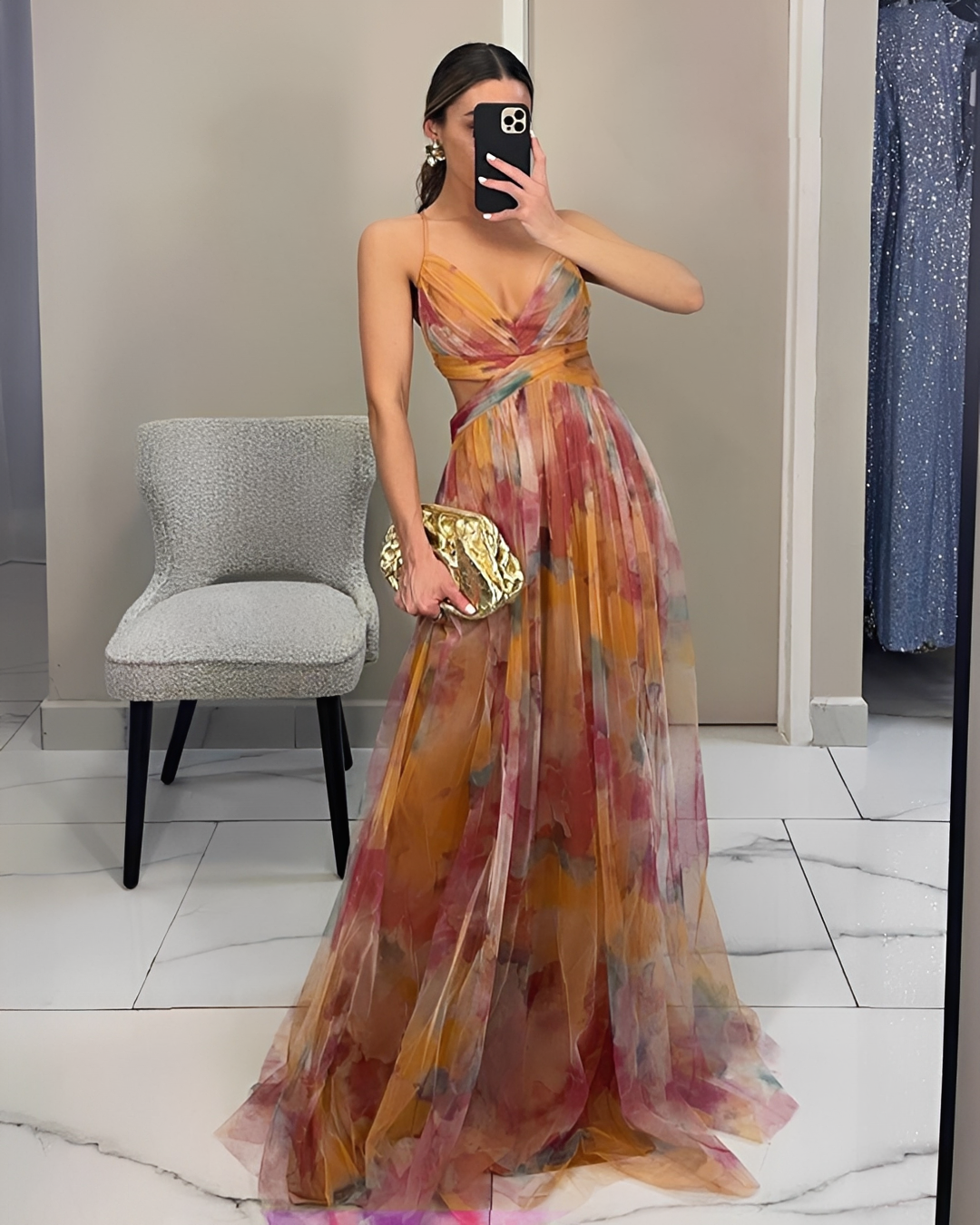 Langes Maxikleid Damen Elegant Schwarz