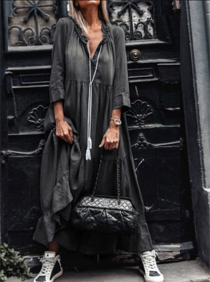 Lässiges Maxikleid Damen Gewaschen Boho-Stil