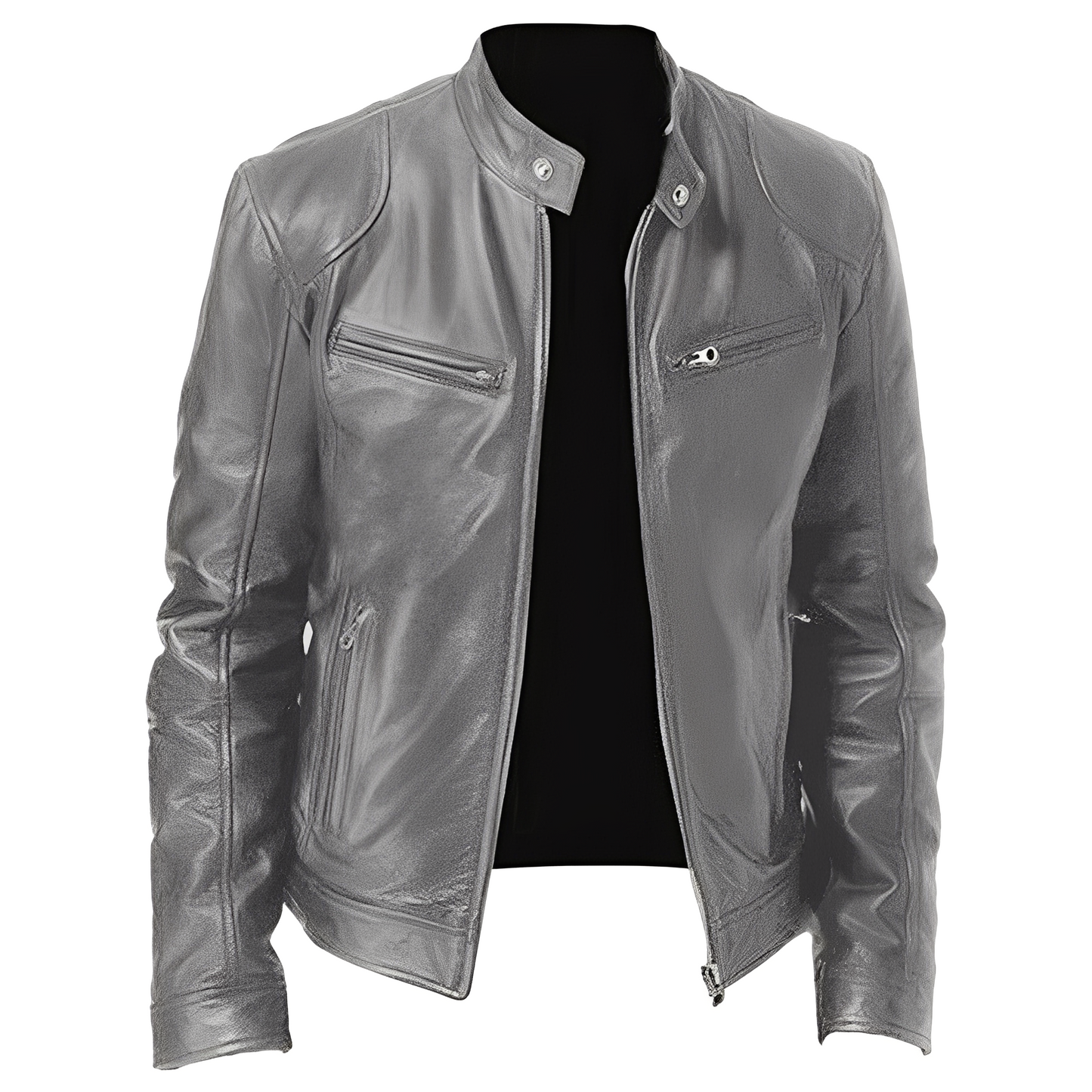 Lederjacke Männer PU Ledermantel Schwarz Modern