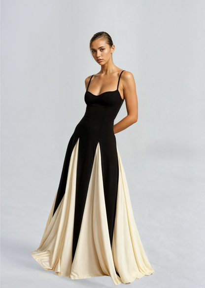 Elegantes Maxikleid mit Ausschnitt und Ruffles