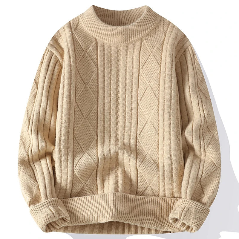 Herrenpullover Luxus Diamant Muster Langarm - BerlinGlamour