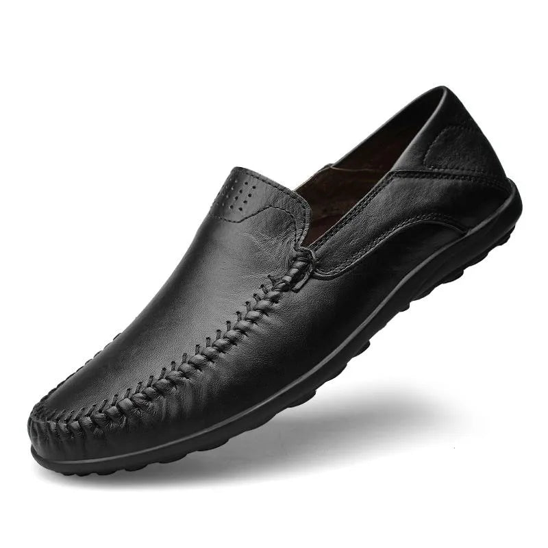 Elegante Herren Loafer Italienisches Leder Schwarz