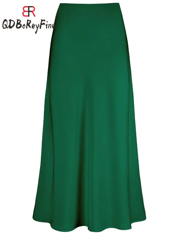 Elegante Damen Maxi Röcke Schwarz Seide Sommer