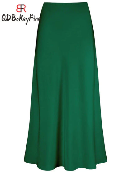 Elegante Damen Maxi Röcke Schwarz Seide Sommer