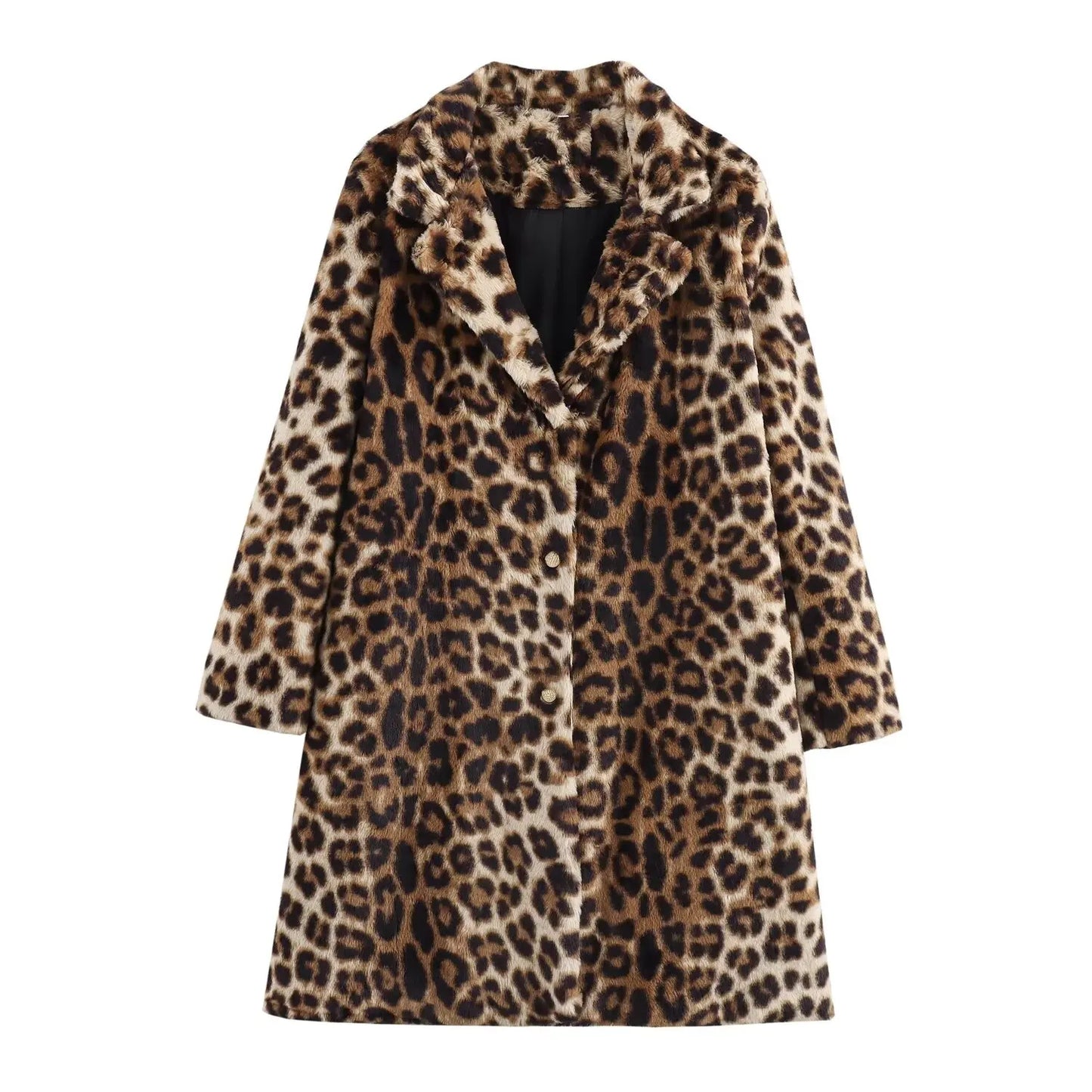 Leopardenmantel Kunstfell Winter Mantel Luxus Damen - BerlinGlamour