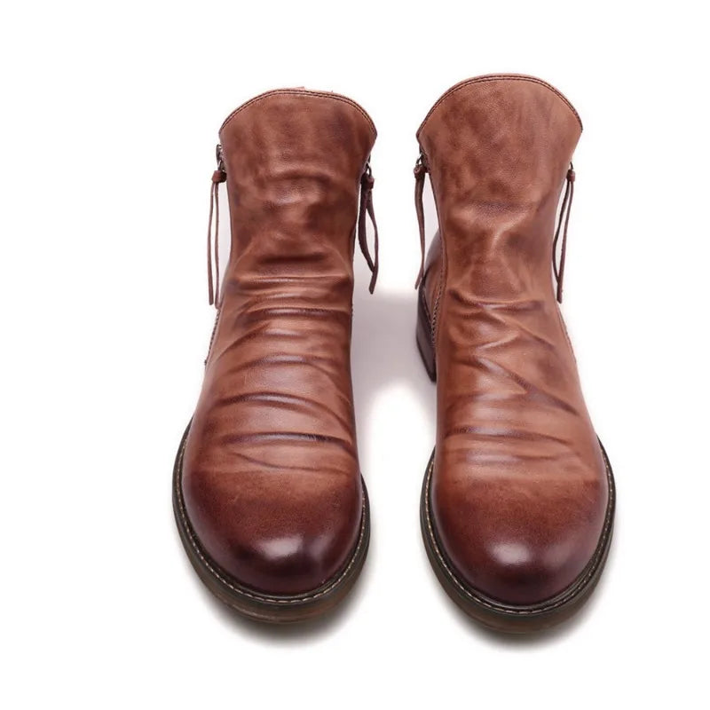 Herren Chelsea Stiefel Echtleder Schwarz Elegant