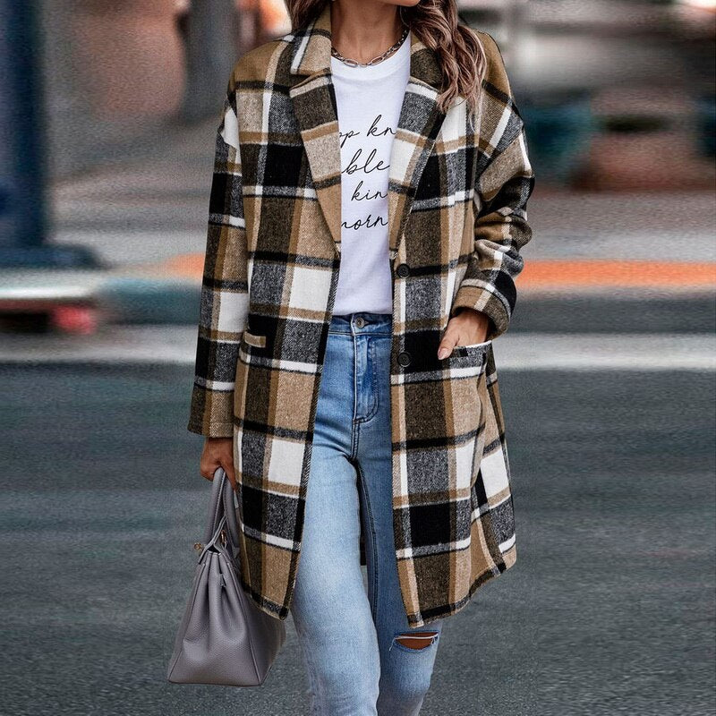 BethanysJacket karierte Übergangsjacke Damen braun Casual Look
