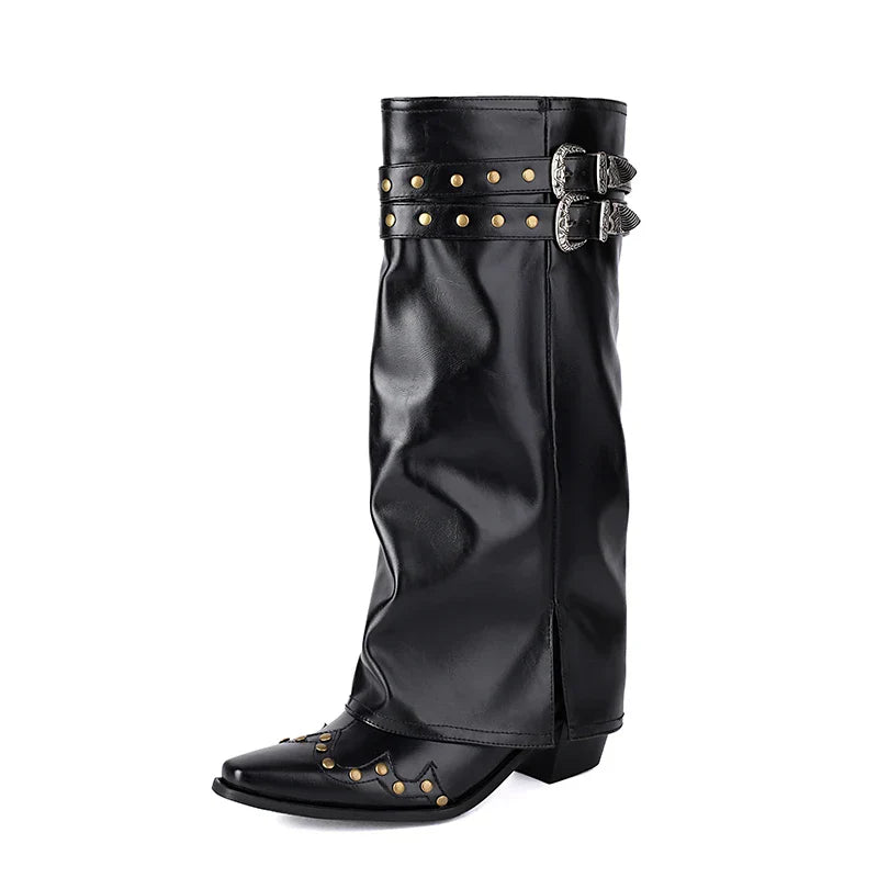 Western Stiefel Damen Spitze Kappe Nieten