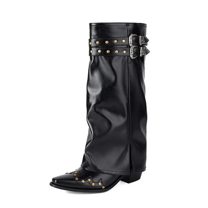 Western Stiefel Damen Spitze Kappe Nieten